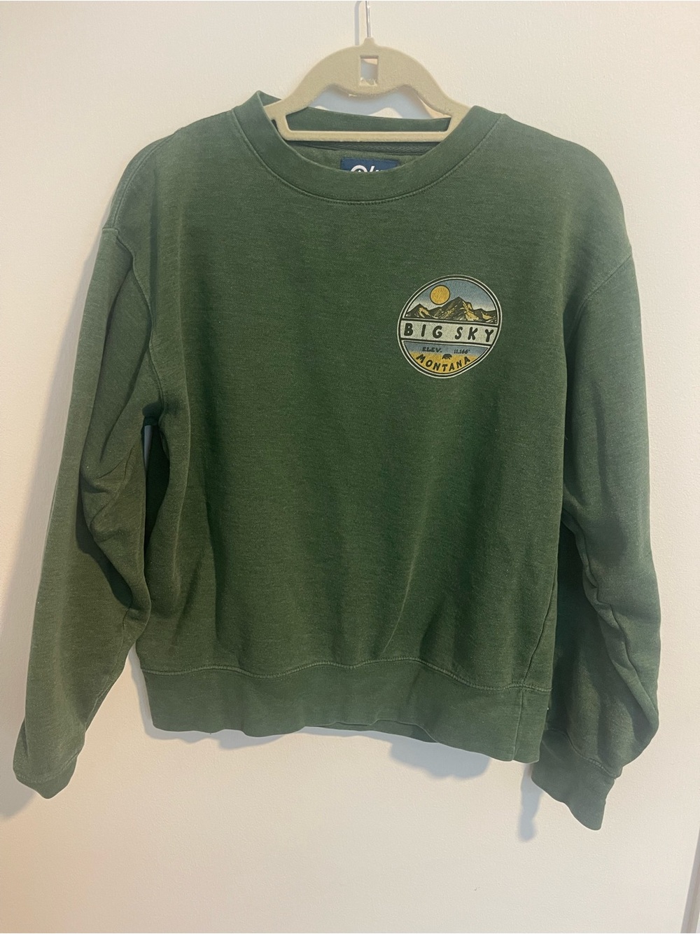 Blue 84 Dark Green Big Sky Chest Patch Crewneck Sweatshirt